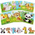 thumbnail image 1 of 2-5 year old, 6x9 piece wooden puzzles, educational toys, 1 of 5