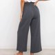 thumbnail image 2 of Pantalones de lino para mujer, con cordón, cintura alta, informales, holgados, pantalones de pierna ancha para verano, gris oscuro M, 2 of 3