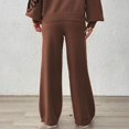 thumbnail image 4 of Arlun Womens Embroidery Flowers Crochet Sweater Pants Casual High Waisted Boho Straight Leg Knit Beach Loungewear Pants Winter Soft Stretch Comfort Warm Trousers Coffee S, 4 of 7