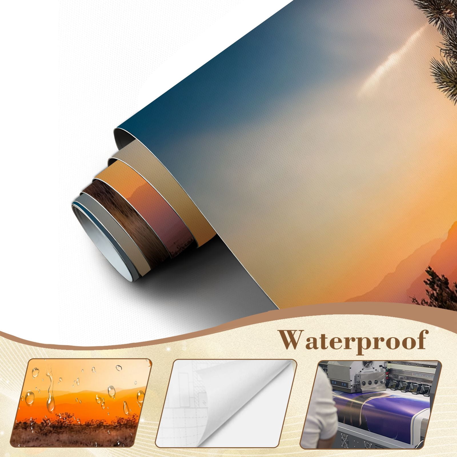 Wallpaper Sunset desert landscape Joshua Tree National Park Peel and Stick Wall Murals 69"H x 96"W Removable PVC Wall Paper Self-Adhesive Wall Paintings Art Decor for Bedroom Living Room