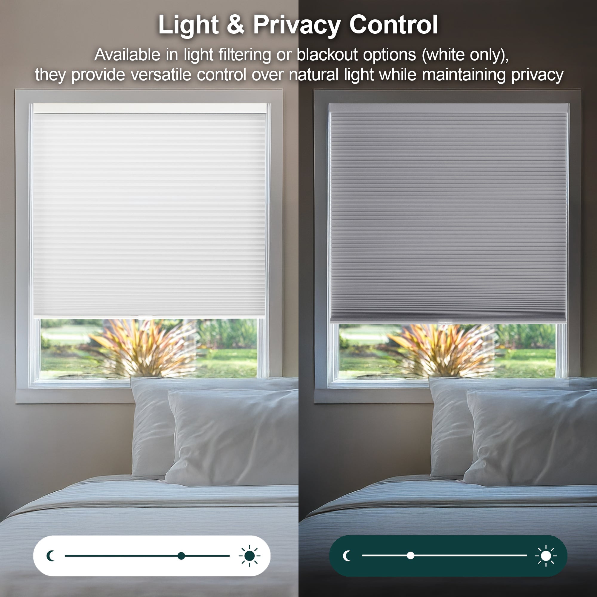 Chicology Light Filtering Cellular Shade, Morning Mist, 48"W X 64"H