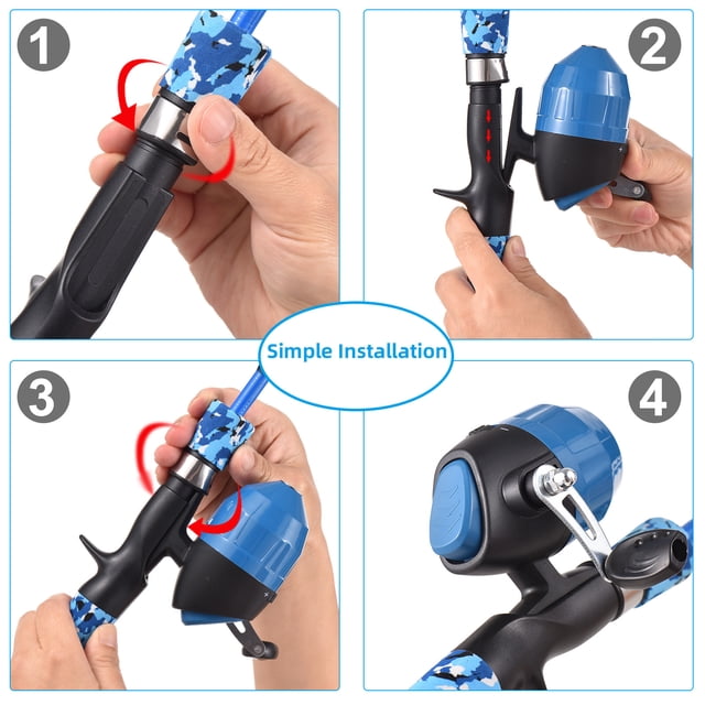 Kids Fishing Pole Kit, Telescopic Rod & Reel Combo with Lures, Lines, Hooks, for Beginners