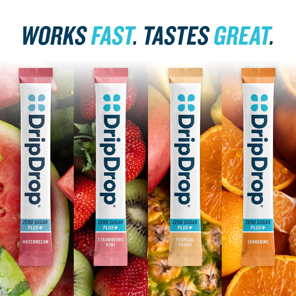 DripDrop Zero Sugar Fast Hydration - Sampler Variety Electrolyte Powder Drink Mix, 24 Count