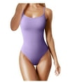 thumbnail image 1 of Penkiiy Women's Rompers Women's Threaded Low Neck Sleeveless Tank Top Skinny Bodysuit Purple S Rompers, 1 of 5