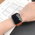 thumbnail image 2 of Band Compatible for Apple Watch 41mm 40mm 38mm Luxury PU Leather Breathable Hole Design Folding Buckle Replacement Bracelet Strap for iWatch Series 9 8 7 6 5 4 SE 3 2 1, Brown, 2 of 6