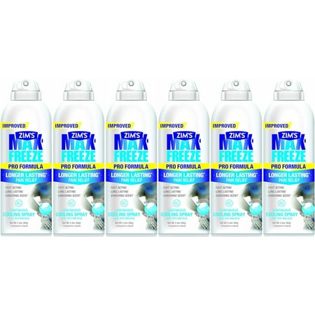 6 Pack Zims Max-Freeze Continuous Spray Muscle Joint Pain Relief 3.4oz Each