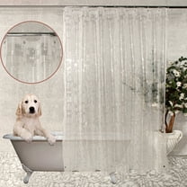 Shower Curtain Liner 3D Semi Transparent Heavy 8G Thick PEVA Waterproof Plastic Metal Grommets and Weighted Magnets 70 x 72 inches with Hooks Mosaic Clear