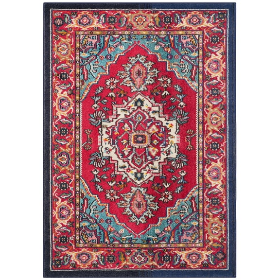 SAFAVIEH Monaco Vivyan Traditional Area Rug, Red/Turquoise, 3' x 5'