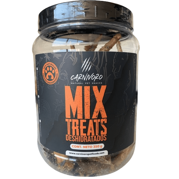 Bote de premios deshidratados surtidos Treats Mix, Carnívoro Pet Snacks, 350 g