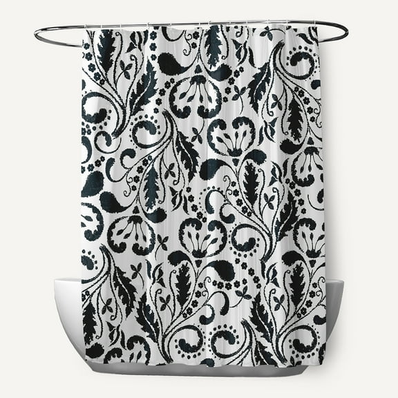 Simply Daisy 70" W x 73" L Aurora Polyester Shower Curtain, Black [1 Ct]