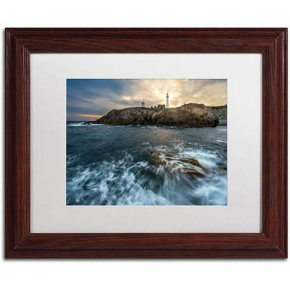 Trademark Fine Art "The Lighthouse" Canvas Art by Mathieu Rivrin, White Mat, Wood Frame