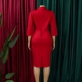 thumbnail image 5 of AURA Plus Size Elegant African Bodycon Midi Dress Large Lapel Three Quarter Sleeve High Waist Work Office Dress, 5 of 10