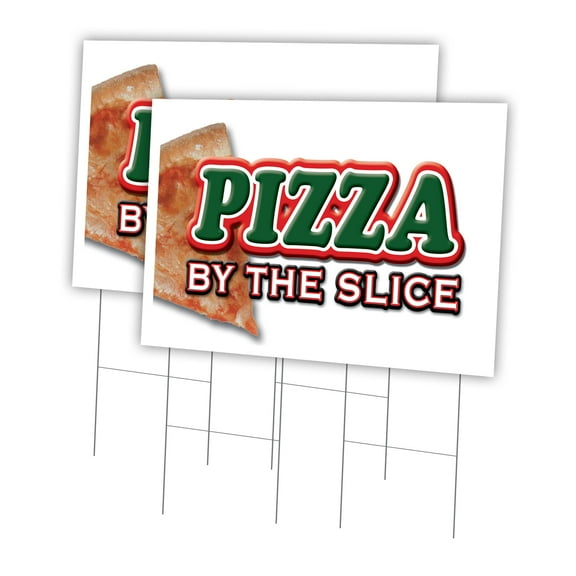 Pizza By The Slice 2 Pack Of 24" x 36" Yard Sign & Stake | Advertise Your Business | Stake Included Image On Front Only | Made in The USA