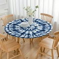 thumbnail image 3 of Blue White Tie Dye Mandala Pattern Round Fitted Tablecloth with Elastic Edge,Dining Table Cover Waterproof,Outdoor Round Tablecloth for Camping,Dining,Indoor and Outdoor, 3 of 7