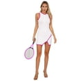 thumbnail image 3 of Doomiva Women Side Split Tennis Golf Dresses Knee Length Athletic Sport Dress Activewear White&Hot Pink S, 3 of 7
