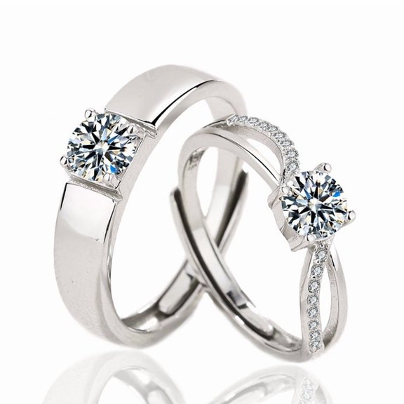S925 Silver Couple Ring Men And Women Simple Japanese And Korean Version Diamond Pair Ring
