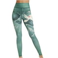 thumbnail image 2 of Tejiojio Fall Sport Yoga Printed Mid Thigh Stretch Cotton Span High Waist Long Active Leggings, 2 of 5