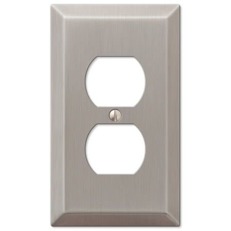 - Single Duplex 1-Gang Decora Wall Switch Plate, Brushed Nickel