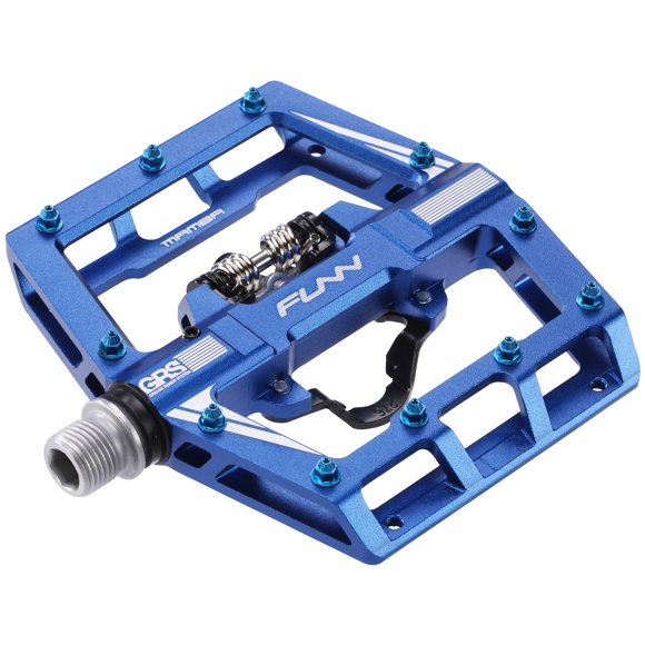 Funn Mamba MTB Clipless Pedals, Single Sided Clip Mountain Bike Pedals, Compatible with SPD Cleats, 9/16-Inch CrMo Axle Bicycle Pedals for MTB/BMX/Gravel Cycling (Blue)