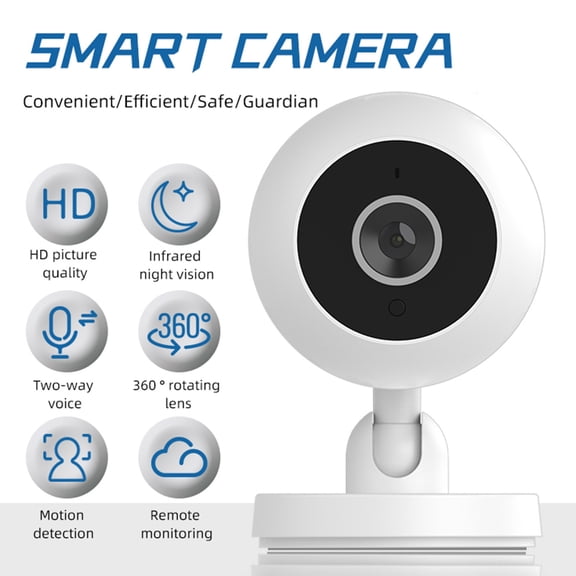 Indoor Security Camera, Wifi Camera for Home Surveillance with 64Gb Sd Card, 360° Smart Camera with Night Vision, 2-Way Audio, 2.4Ghz Wifi, Motion Detection, Works with Phone App, Easy Setup