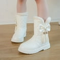 thumbnail image 2 of Girls Boots Girls' Autumn And Winter Snow Boots Thick Soles Non Warm Comfortable Solid Color Bow Boots White 9 Years-9.5 Years, 2 of 9