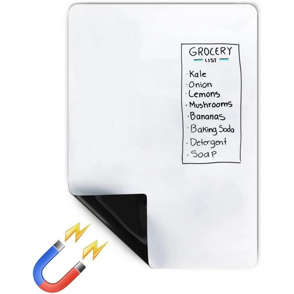 Dry Erase Magnetic Whiteboard, Flexible Refrigerator Magnet Whiteboard Stain Resistant 18'' x 12'' Fridge Whiteboard Magnet Sheet for Weekly Meal Planner Reminder, Office Teaching Practice Writing