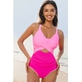 thumbnail image 6 of Chic Rose Red Ric Rac Trim Cutout One Piece Swimsuit with Contrasting Patchwork Design - [ZhiHiMeRi] | (US 12-14)L, 6 of 12