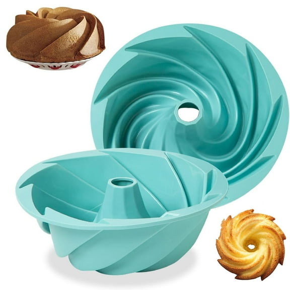 GOGHOST 9.5 inch Non-stick Cake Mold, 2Pcs Non-stick Bundt Pan Baking Molds, (Green)