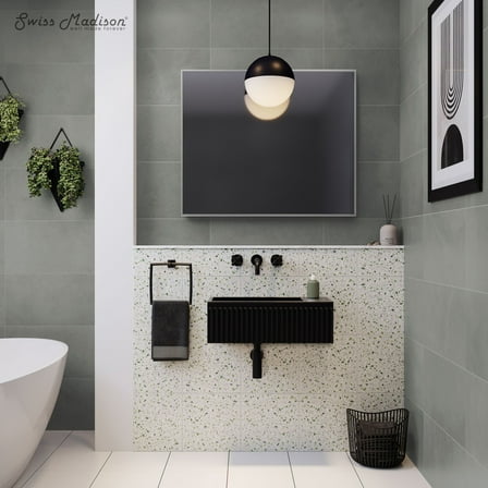 Delice 24" Rectangle Wall-Mount Bathroom Sink in Matte Black