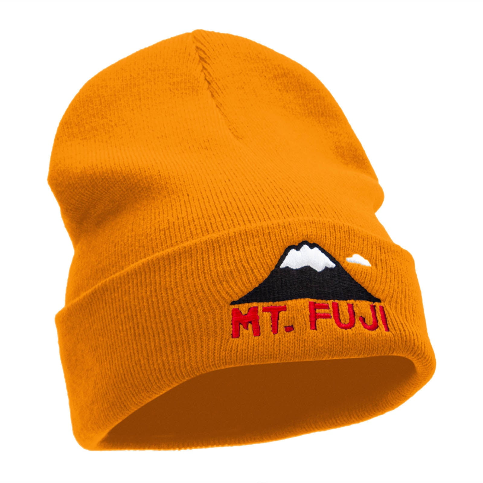 帽子 sooty reflect border beanie orange fuji Mount Fuji Embroidered 12 Inch Long Knitted Beanie - Yellow OSFM