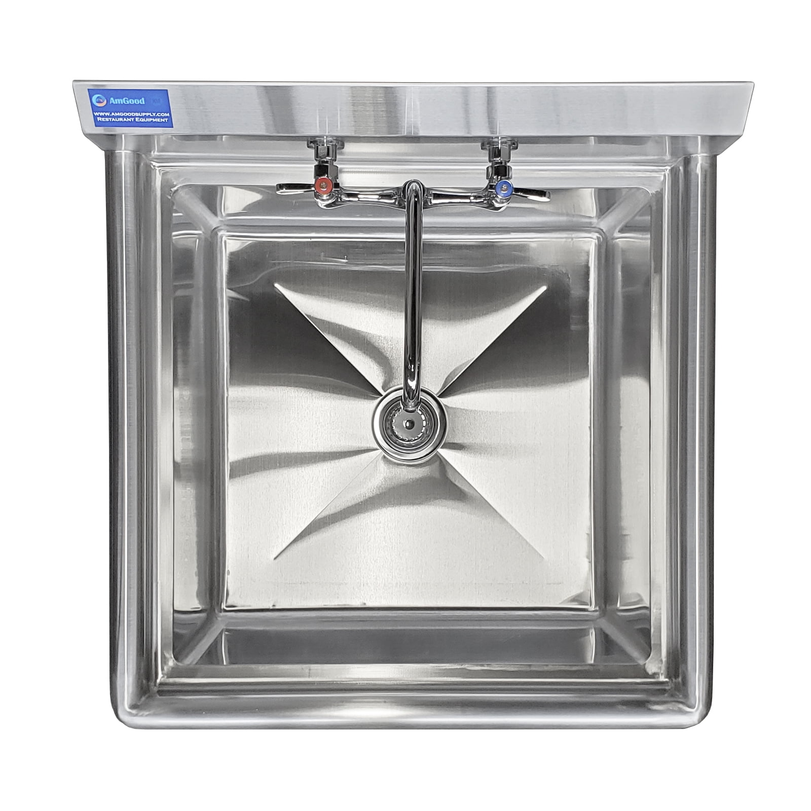 24″ x 24″ Stainless Steel Prep & Utility Sink With Faucet | 304 Stainless Steel | NSF | Overall Size: 30″ x 29.5″ | Restaurant, Kitchen, Laundry, Garage