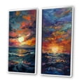 thumbnail image 3 of Designart "Coastal Sunset Contemplation with Cloudy Sky and Wild Waves II" Beach Framed Wall Art Set Of 2 - Coastal Yellow Frame Gallery Set For Office Decor, 3 of 6