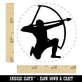thumbnail image 2 of Archer Kneeling with Bow Drawn Archery Self-Inking Rubber Stamp Ink Stamper - Sky Blue Ink - Small 3/4 Inch, 2 of 7