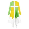 thumbnail image 7 of YONGHS Womens Color Patchwork Long Sleeve Praise Worship Dance Dress Liturgical Dancewear Yellow&Green XL, 7 of 7