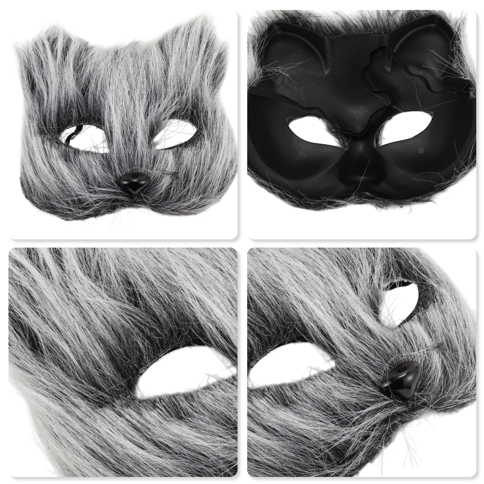 Unique Bargains 1 Pack Long-haired Foxes Party Mask Costume Events Gray
