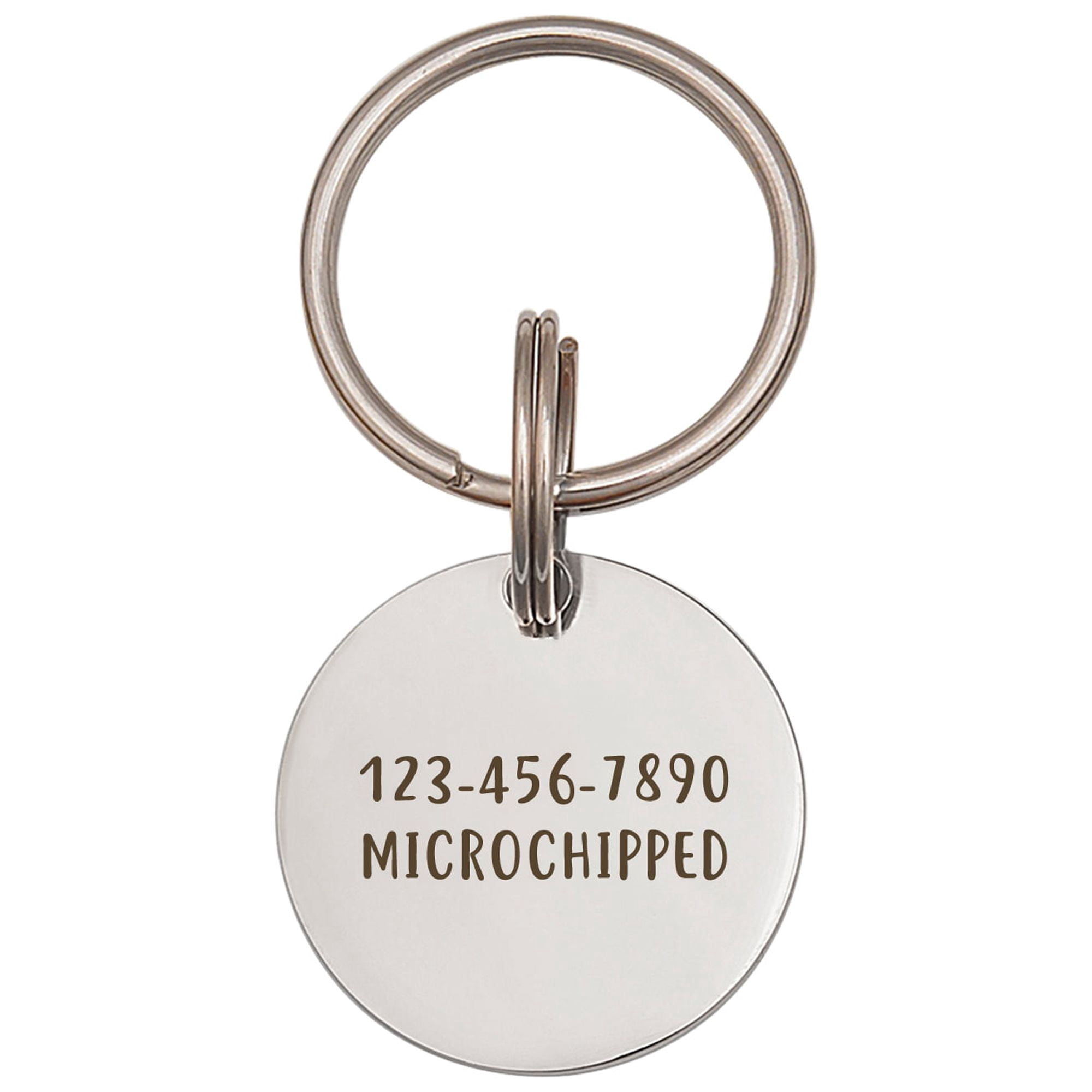 Anavia Metal Stainless Steel Round Name - EKG Birthday Holiday Christmas Engraved Dog Cat ID Tag, Silver
