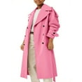 thumbnail image 3 of Womens Oversized Long Trench Coat Double Breasted Lapel Windproof Overcoat with Belt, 3 of 4