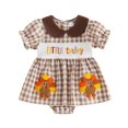 thumbnail image 4 of OJSFQUFP Cute Baby Hare Dress Halloween Thanksgiving Turkey Pumpkin Towel Embroidered Plaid Triangle Climbing Suit, 4 of 4
