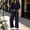 thumbnail image 6 of Xdegoge Womens 2 Piece Sweatsuits Half Zip Pullover Sweatshirt and Slit Wide Leg Pants Casual Lounge Sets Athletic Tracksuit, 6 of 9