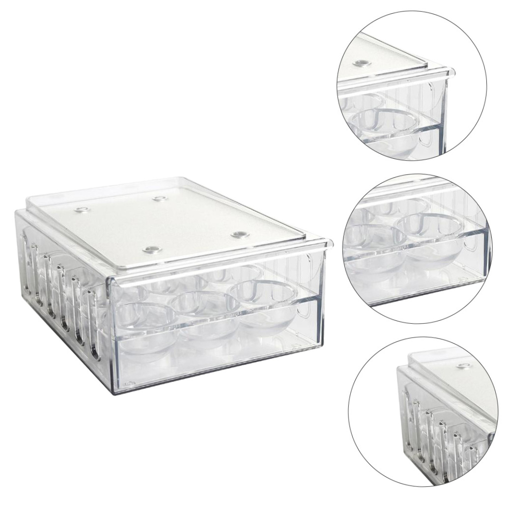 Supvox Transparent Organizer Box with Multi-Compartment Design, PP Storage Container for Refrigerator