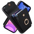 thumbnail image 6 of Wallet Case Compatible with iPhone 12 Mini, Case with Card Holder,with a strap, RFID Blocking Leather Cover 360°Rotation Ring Kickstand Protective Bumper Designed for Apple iPhone 12 Mini,Black, 6 of 10