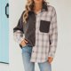 thumbnail image 4 of Puntoco Camisa a cuadros de un solo pecho para mujer Camisa de manga larga para mujer Abrigo de lana Chaqueta de gran tamaño Liquidación Puntoco Puntoco-2341, 4 of 9