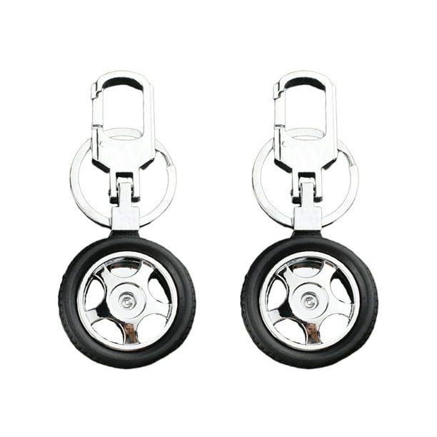 GOOHOCHY 2 piezas llaveros giratorios en forma de llavero mini llavero ornamento lindo llavero bolsa de regalo colgante colgante (negro)