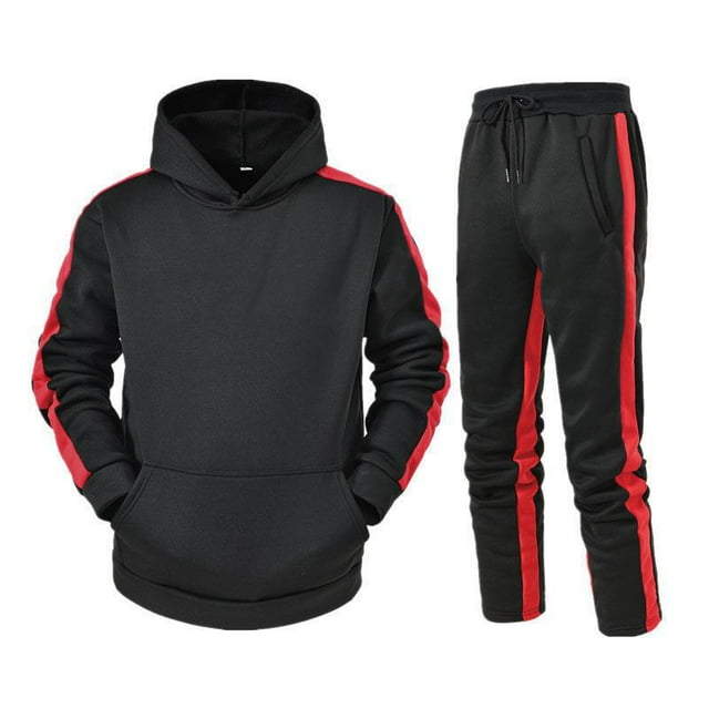 Conjunto de chándal con capucha para hombre, conjunto deportivo de 2 piezas con capucha, para correr y trotar.