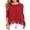 Red, variant on Women's Tops Long Sleeve Lace Trim O-Neck A Line Tunic Blouse Wine Red-Large
