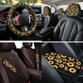 thumbnail image 4 of KUIFORTI Sunflower Butterfly Automobile Seat Covers 14 Pieces with Car Seat Belt Pad Cover Auto Center Console Pad Steering Wheel Cover Car Headrest Covers for Cars SUV Sedans, 4 of 7