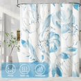 thumbnail image 5 of Watercolor Floral Shower Curtain, Blue Tulips Flower Shower Curtain for Bathroom, Modern Minimalist White Waterproof Fabric Shower Curtain Set with Hooks 72x72 Inch, 5 of 6