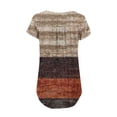 thumbnail image 3 of AKOEE Summer Tops Women Tropical Floral Printed Tee Shirts with Buttons Crew Neck Pleated Tunic T-Shirts Loose Fit (S, Coffee), 3 of 6