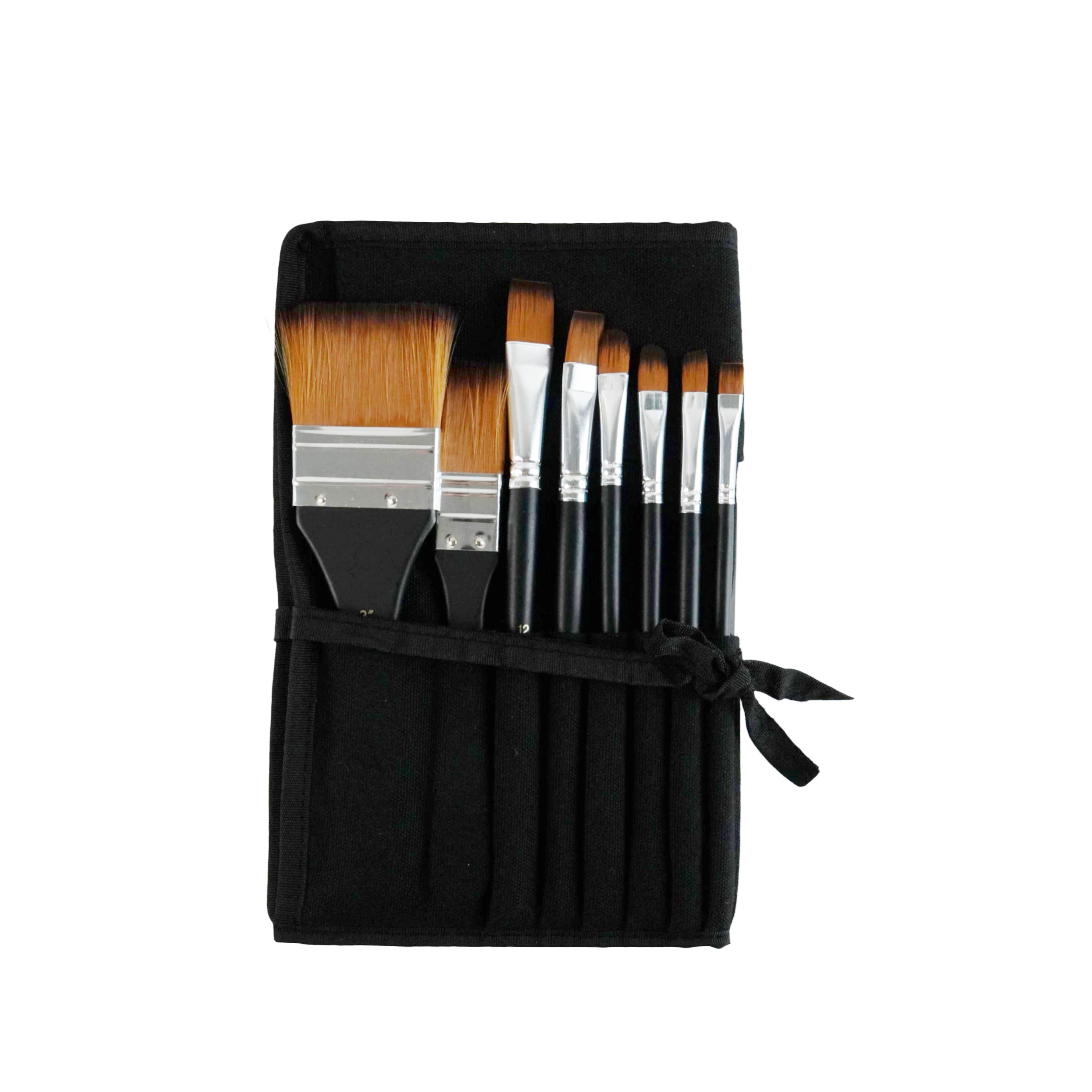 Artist's Loft Artists Loft Taklon Brush Set, Assorted Shapes & Sizes, Black/Silver, 25-Piece