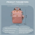 thumbnail image 4 of Multi-functional diaper backpack with changing pad, foldable crib, insulated bag, and USB charging port. A large-capacity travel bag suitable for parents, in pink., 4 of 11
